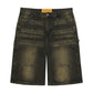 STEEL EMBOSSED DENIM CARPENTER SHORTS