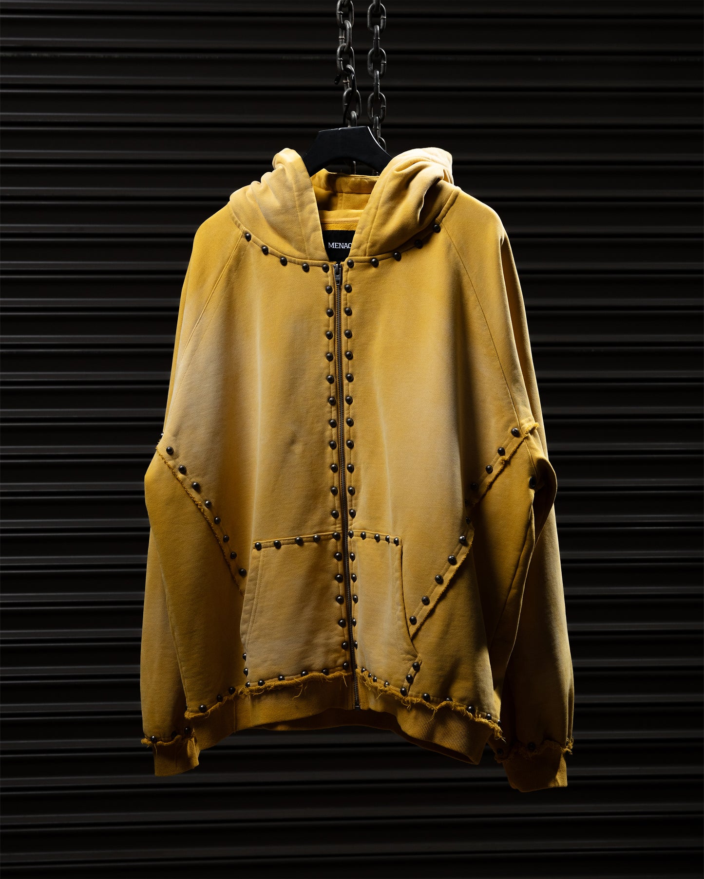 METAL RIVET ZIP-UP HOODIE