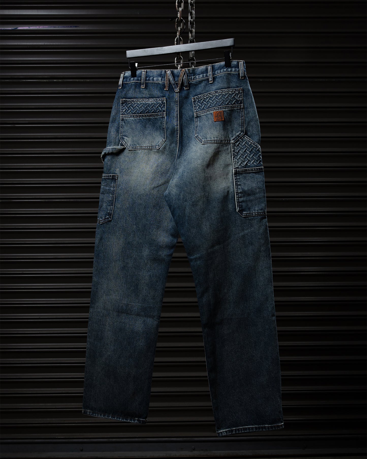 STEEL EMBOSSED DENIM CARPENTER PANTS