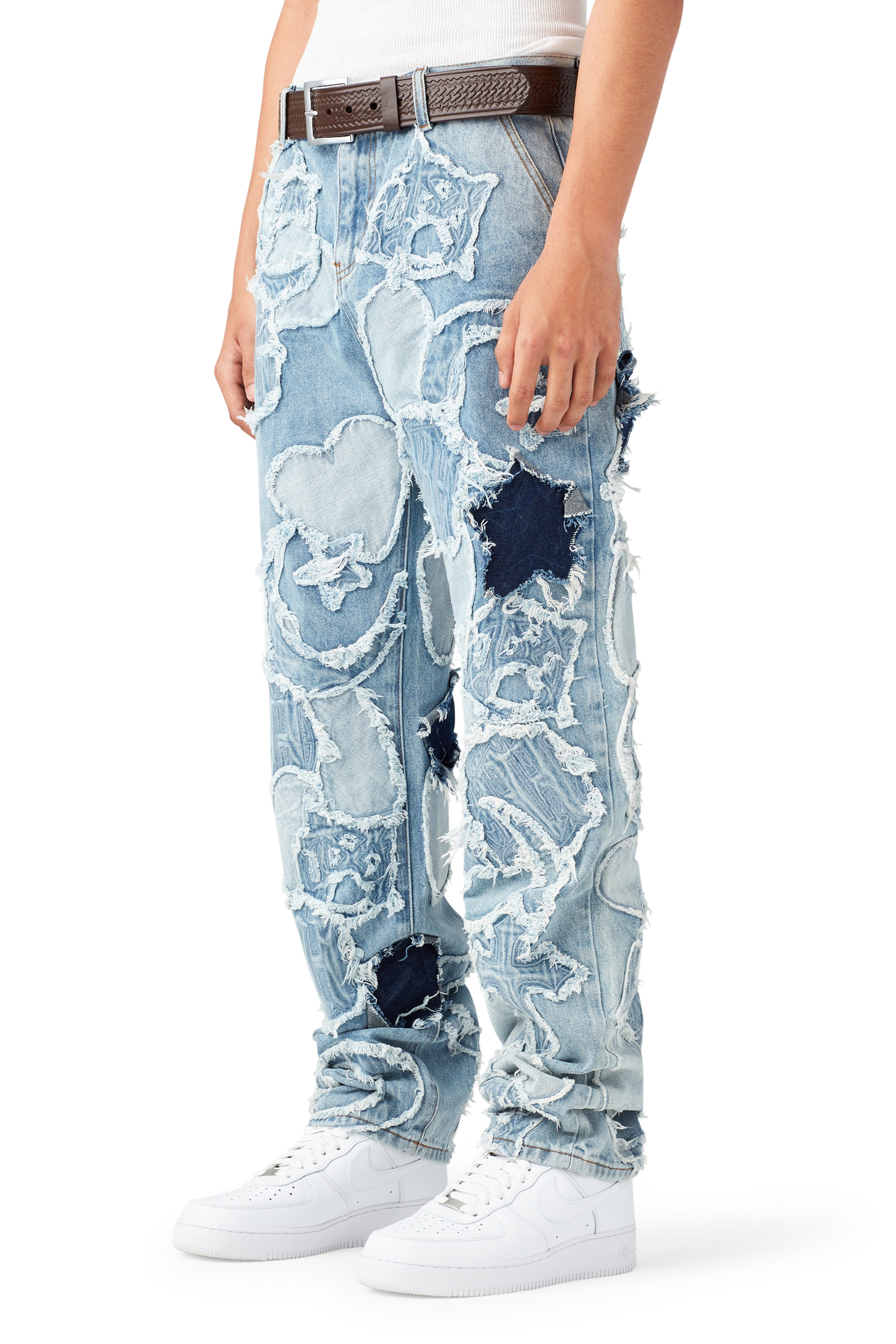 ICONOGRAPHY DENIM PATCH WORK PANTS – MENACE