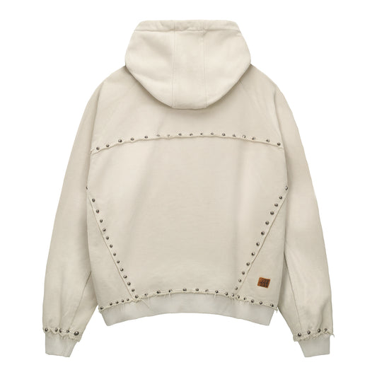 METAL RIVET ZIP-UP HOODIE