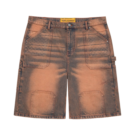 STEEL EMBOSSED DENIM CARPENTER SHORTS