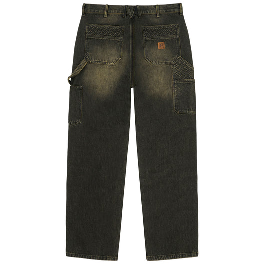 STEEL EMBOSSED DENIM CARPENTER PANTS