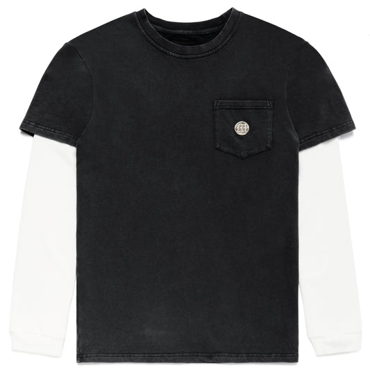 EMBOSSED LAYERED TERRY POCKET T-SHIRT