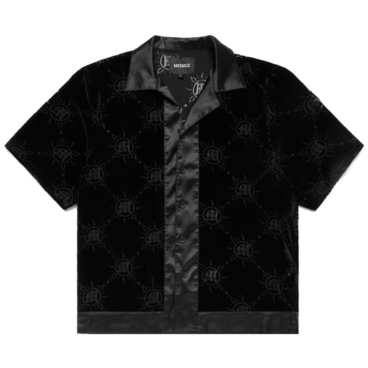 VELOUR BURNOUT MONOGRAM BUTTON-UP