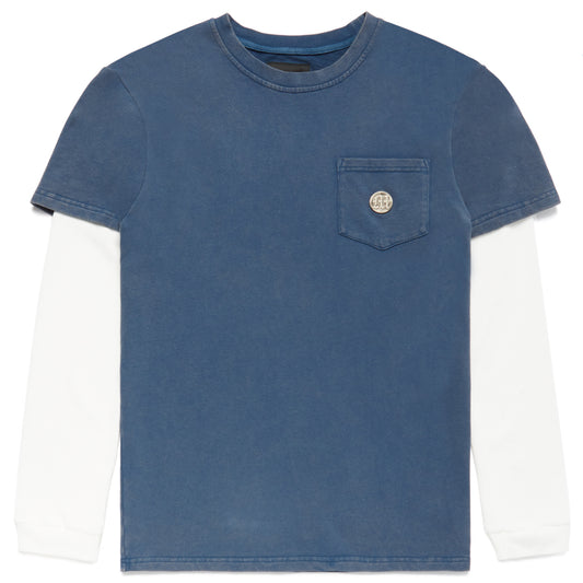 EMBOSSED LAYERED TERRY POCKET T-SHIRT