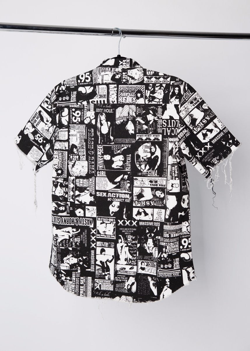 XXX RAW-EDGE BUTTON-UP SHIRT by MENACE