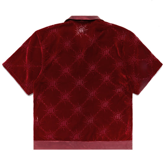 VELOUR BURNOUT MONOGRAM BUTTON-UP