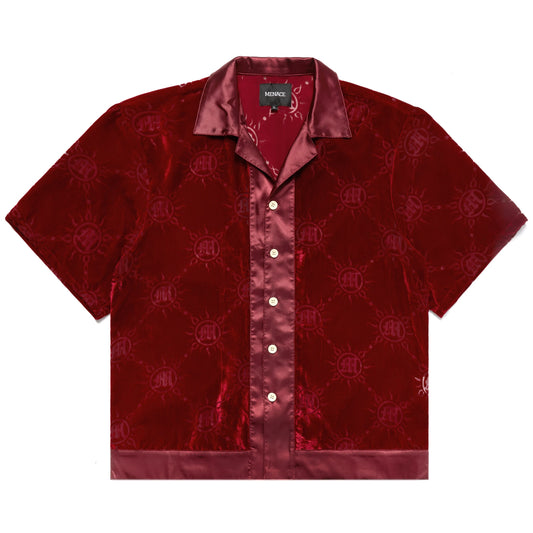 VELOUR BURNOUT MONOGRAM BUTTON-UP